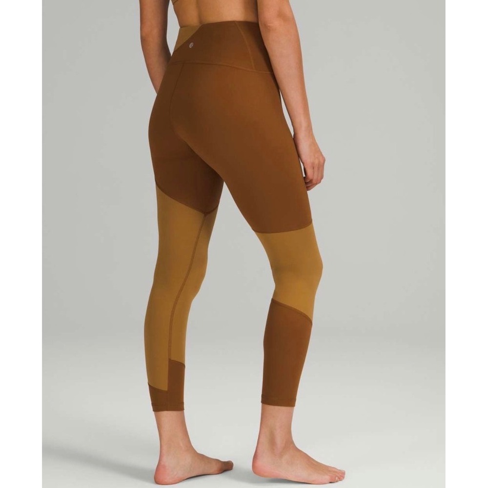 Lululemon Nulu Colour Block High-Rise Tight 6 Copper Brown Bold Beige Excellent